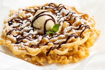 Funnel cake / Carnival food, selective focus