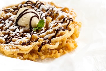 Funnel cake / Carnival food, selective focus
