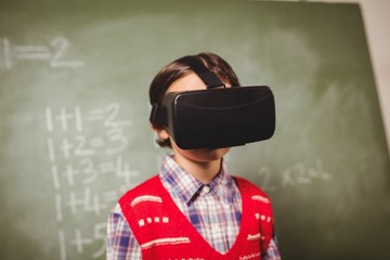 Boy using a virtual reality device