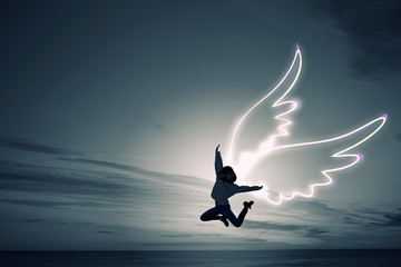 Dancer girl in jump