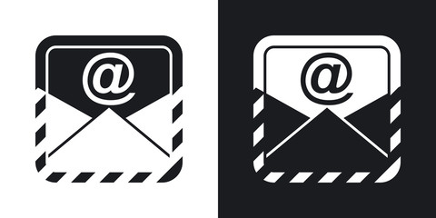 Email message vector icon. Two-tone version on black and white b