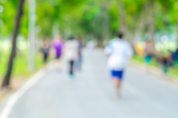 Blurred background,people running in public park,Healthy lifesty