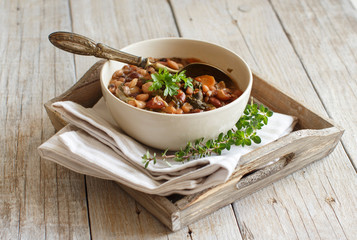 Cooked legumes and vegetables in a bowl