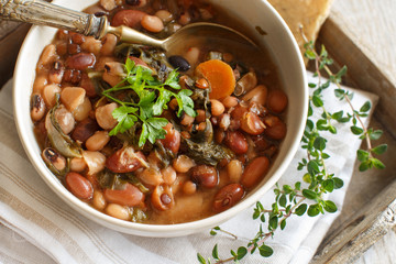 Cooked legumes and vegetables in a bowl
