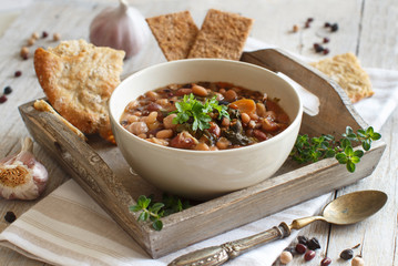 Cooked legumes and vegetables in a bowl