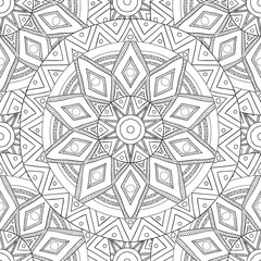 Coloring pages for adults.Decorative hand drawn doodle nature ornamental curl vector sketchy seamless pattern.
