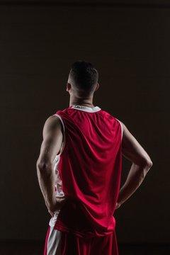Portrait of basketball player front the back posing