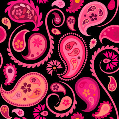Seamless pattern with pink turkish cucumbers on black background