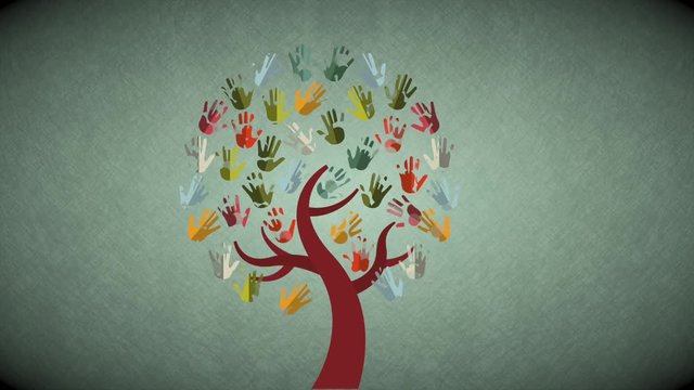 Tree with color hands, Video Animation