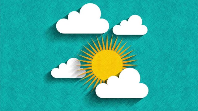 Sun and clouds, blue sky video animation
