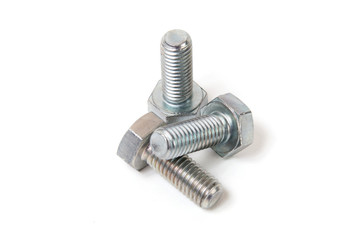 metal bolts isolated on white background
