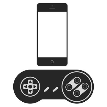 Smartphone with console controller. Smartphone video gaming conc