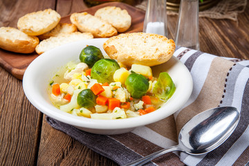 Bowl of minestrone soup.