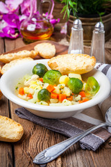 Bowl of minestrone soup.