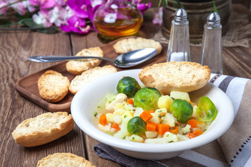 Bowl of minestrone soup.