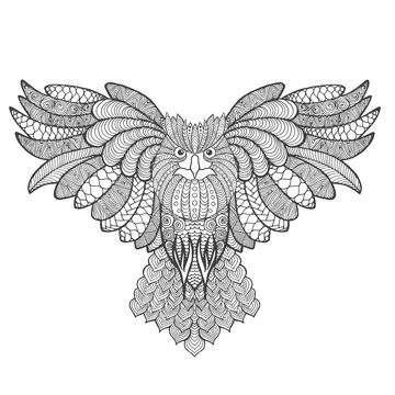 Eagle owl. Adult antistress coloring page