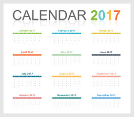 Calendar 2017 colorful party theme