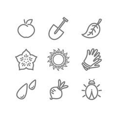 Vector gardening flat icons set