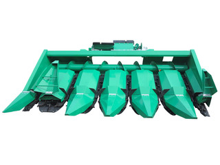 New green corn harvester agricultural tool isolated over white