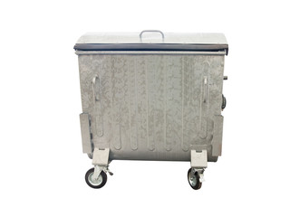 New metallic garbage container isolated over white