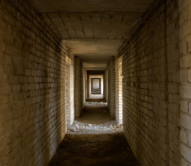 Corridor in unfinished building