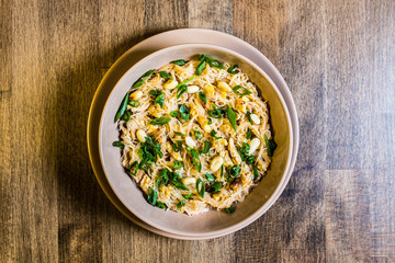 Thai noodle / pad Thai / fried noodle on vintage wooden background