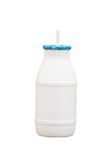bottles of milk with straws