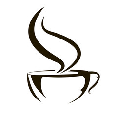 Hand drawn sketch hot drink tea or coffee cup icon or logo vecto