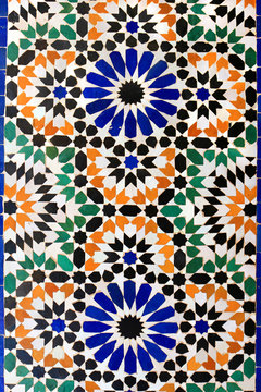 Moroccan mosaic tiles on wall
