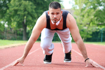 Fototapeta premium man running outside