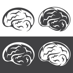vector set of simple icons with brain