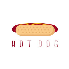 hot dog with ketchup and mustard vector design template