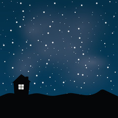 house with night sky