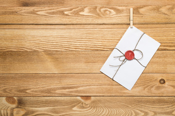 Fototapeta premium Mail envelope on rope