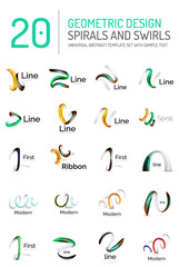 Logo collection, ribbon waves, swirls, spirals