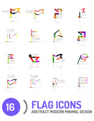 Flag icon logo set, linear design