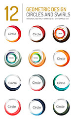 Set of abstract swirls and circles, logo collection