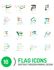 Flag icon logo set, linear design