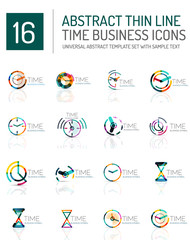 Geometric clock and time icon set