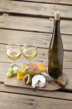 Champagne, Cheese And Fruits