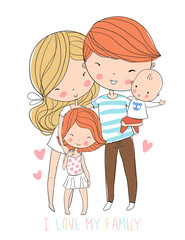 Happy family. Father, mother, baby.