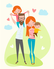 Happy family. Father, mother, baby.