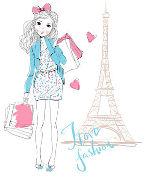 Shopping girl in Paris