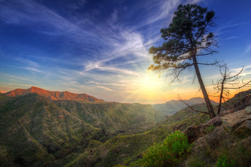 Obraz na płótnie Canvas Sunset in the mountains of Gran Canaria island, Spain