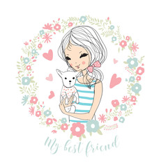 cute girl with dog
