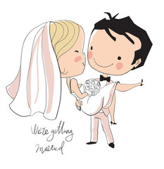 Wedding card. Bride and groom