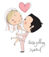 Wedding card. Bride and groom