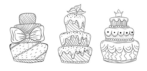 Vector sketch of big cakes.