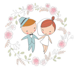 Wedding card. Bride and groom