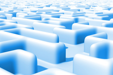 huge blue maze structure with rounded walls 